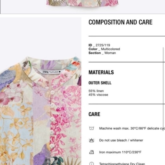 Zara Floral Linen Dress Size Medium - Picture 3 of 7